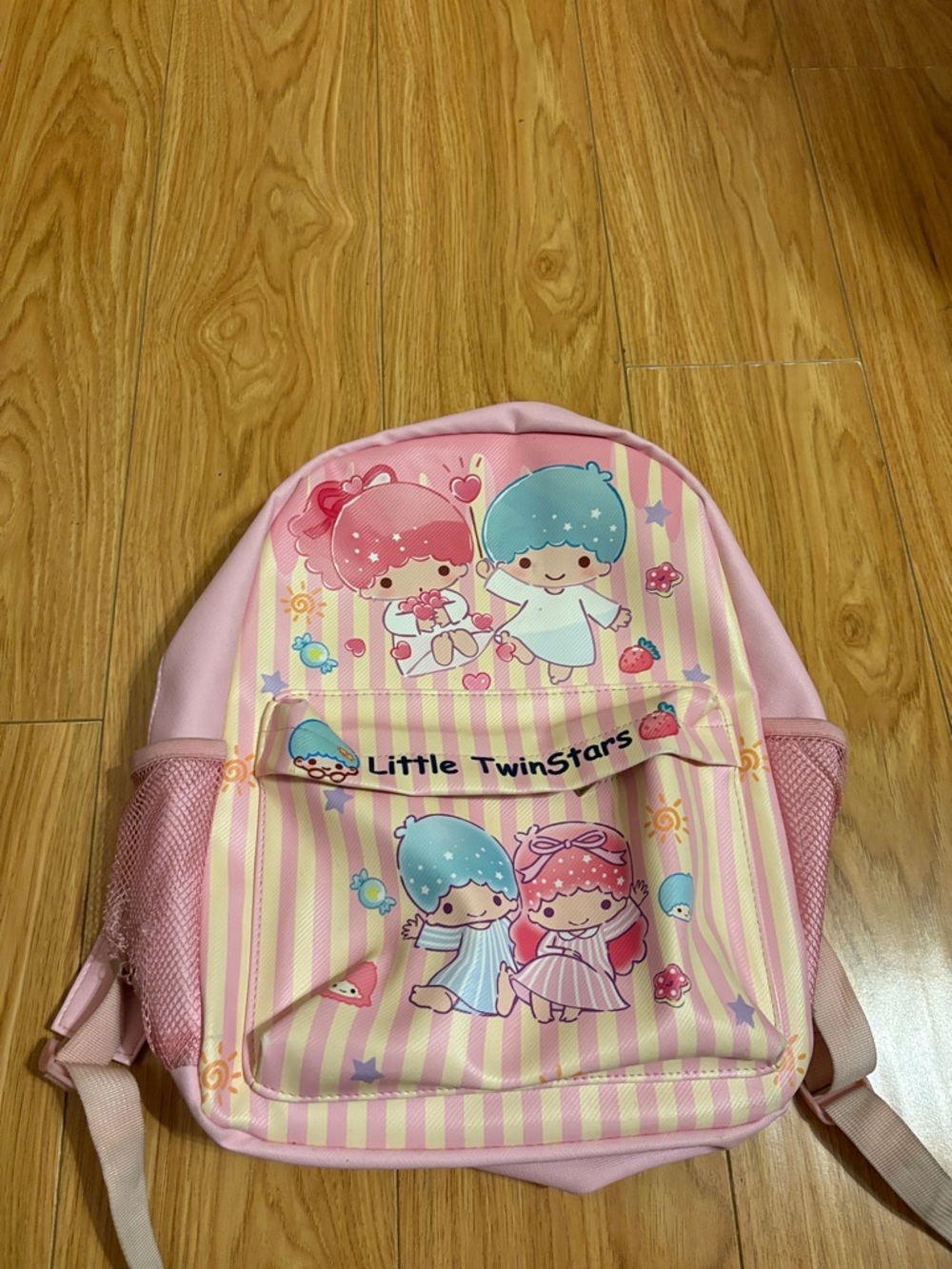 Little Twin Stars Pink Striped Backpack